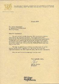 Portada:Carta dirigida a Arthur Rubinstein. Ann Arbor (Michigan)