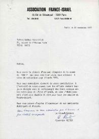 Portada:Carta dirigida a Arthur Rubinstein. París (Francia), 22-11-1977