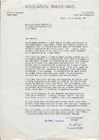 Portada:Carta dirigida a Arthur Rubinstein. París (Francia), 18-02-1981