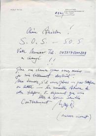 Portada:Carta dirigida a Aniela Rubinstein. Aachen (Alemania), 15-10-1987