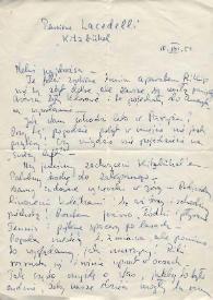 Portada:Carta dirigida a Aniela Rubinstein. Kitzbühel (Austria), 10-08-1954