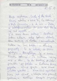 Portada:Carta dirigida a Aniela Rubinstein. Lake Placid (Nueva York), 27-08-1969