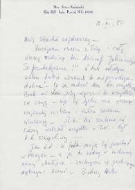 Portada:Carta dirigida a Aniela Rubinstein. Lake Placid (Nueva York), 10-06-1980