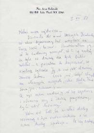 Portada:Carta dirigida a Aniela Rubinstein. Lake Placid (Italia), 03-07-1981