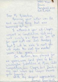 Portada:Carta dirigida a Arthur Rubinstein. Bowie (Maryland), 02-10-1969