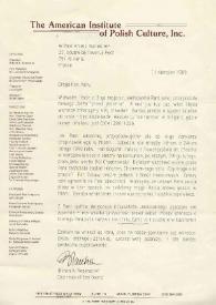 Portada:Carta dirigida a Aniela Rubinstein. Miami (Florida), 11-08-1989