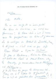 Portada:Carta dirigida a Aniela Rubinstein. París (Francia), 24-06-1985