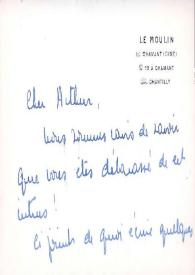 Portada:Tarjeta dirigida a Arthur Rubinstein. Chamant (Francia)