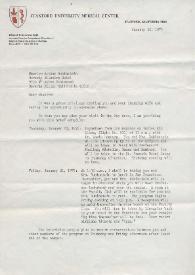 Portada:Carta dirigida a Arthur Rubinstein. Stanford (California), 20-01-1975