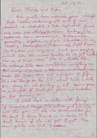 Portada:Carta dirigida a Aniela y Arthur Rubinstein. Nueva York, 17-10-1957