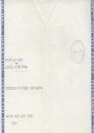 Portada:Telegrama dirigido a Aniela y Arthur Rubinstein. Nueva York, 26-09-1958