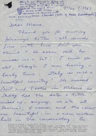 Portada:Carta dirigida a Aniela Rubinstein. Nápoles (Sicilia), 01-05-1963