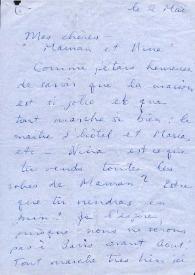 Portada:Carta dirigida a Aniela Rubinstein y Janina Raue. Nueva York, 02-05-1964