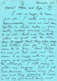 Portada:Carta dirigida a Aniela y Arthur Rubinstein. Nueva York, 23-11-1968