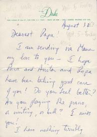 Portada:Carta dirigida a Arthur Rubinstein. Nueva York, 30-08-1969