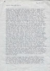 Portada:Carta dirigida a Aniela y Arthur Rubinstein. Nueva York, 10-05-1970