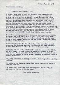 Portada:Carta dirigida a Aniela y Arthur Rubinstein. Nueva York, 25-06-1971