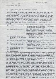 Portada:Carta dirigida a Aniela y Arthur Rubinstein. Nueva York, 08-10-1971