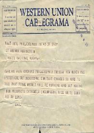 Portada:Telegrama dirigido a Arthur Rubinstein. Filadelfia (Pensilvania), 01-02-1954