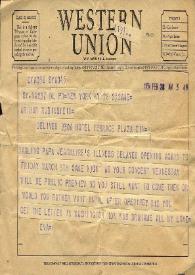 Portada:Telegrama dirigido a Arthur Rubinstein. Nueva York (Estados Unidos), 28-02-1954