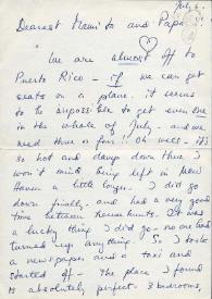 Portada:Carta dirigida a Aniela y Arthur Rubinstein. New Haven, Connecticut (Estados Unidos), 06-07-1961