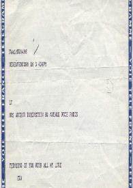 Portada:Telegrama dirigido a Aniela Rubinstein. New Haven, Connecticut (Estados Unidos), 21-09-1961