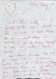 Portada:Carta dirigida a Aniela y Arthur Rubinstein. New Heaven, Connecticut (Estados Unidos), 07-08-1965