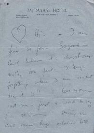 Portada:Carta dirigida a Aniela y Arthur Rubinstein. Bombay (India), 04-11-1970