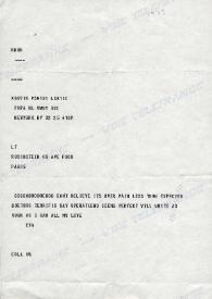 Portada:Telegrama dirigido a Aniela y Arthur Rubinstein. Nueva York (Estados Unidos), 26-02-1973