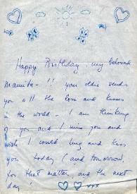 Portada:Carta dirigida a Aniela Rubinstein. Nueva York (Estados Unidos), 30-07-1977