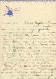 Portada:Carta dirigida a Aniela y Arthur Rubinstein, 10-04-1941