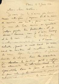 Portada:Carta dirigida a Arthur Rubinstein. París (Francia), 03-06-1940