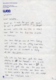 Portada:Carta dirigida a Aniela Rubinstein. San Francisco, California (Estados Unidos), 17-02-1992