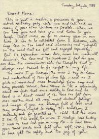 Portada:Carta dirigida a Aniela Rubinstein. Marbella, Málaga (España), 26-07-1988