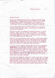 Portada:Carta dirigida a Aniela y Arthur Rubinstein. Nueva York (Estados Unidos), 29-08-1963