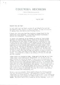 Portada:Carta dirigida a Aniela y Arthur Rubinstein. Nueva York (Estados Unidos), 18-05-1964