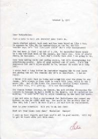 Portada:Carta dirigida a Aniela y Arthur Rubinstein. Nueva York (Estados Unidos), 03-10-1970