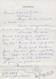 Portada:Carta dirigida a Aniela y Arthur Rubinstein. Nueva York (Estados Unidos)