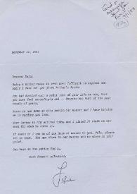 Portada:Carta dirigida a Aniela Rubinstein. Nueva York (Estados Unidos), 20-12-1982