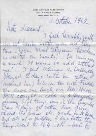 Portada:Carta a Kathryn Cardwell. Nueva York (Estados Unidos), 05-10-1962