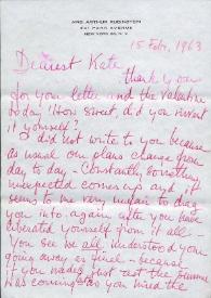 Portada:Carta a Kathryn Cardwell. Nueva York (Estados Unidos), 15-02-1963