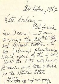 Portada:Carta a  Kathryn Cardwell. Nueva York (Estados Unidos), 24-02-1967