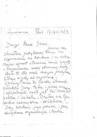 Portada:Carta a Jacob J. Bistritzky. París (Francia), 17-04-1983