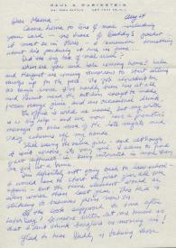 Portada:Carta dirigida a Aniela Rubinstein. Nueva York (Estados Unidos), 24-08-1962