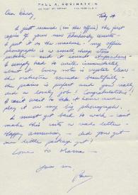 Portada:Carta dirigida a Arthur Rubinstein. Nueva York (Estados Unidos), 24-07-1963
