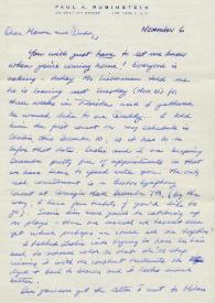 Portada:Carta dirigida a Aniela y Arthur Rubinstein. Nueva York (Estados Unidos), 06-11-1963