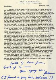 Portada:Carta dirigida a Arthur Rubinstein. Nueva York (Estados Unidos), 21-04-1965