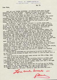 Portada:Carta dirigida a Aniela Rubinstein. Nueva York (Estados Unidos), 14-05-1965