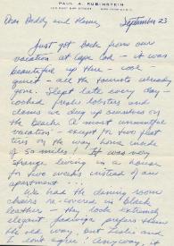 Portada:Carta dirigida a Aniela y Arthur Rubinstein. Nueva York (Estados Unidos), 23-09-1965