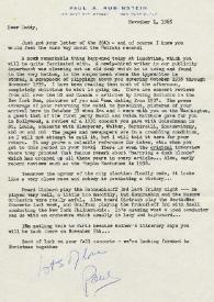 Portada:Carta dirigida a Arthur Rubinstein. Nueva York (Estados Unidos), 01-11-1965